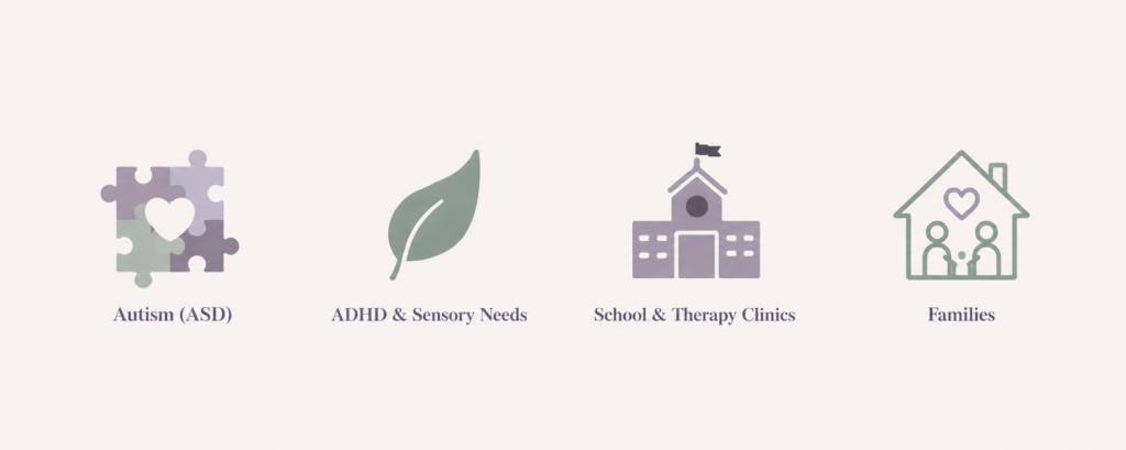 Sensory room design services for autistic children, children with ADHD and sensory needs, families, schools, and therapy clinics. 