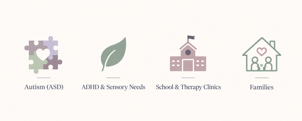 Sensory room design for autism, ADHD, families, schools, and therapy clinics.